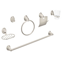 Juego de 6 accesorios para baño, níquel satín, FOSET AQUA