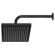 Regadera cuadrada 8", ABS, con brazo y chapetón, negro, AQUA