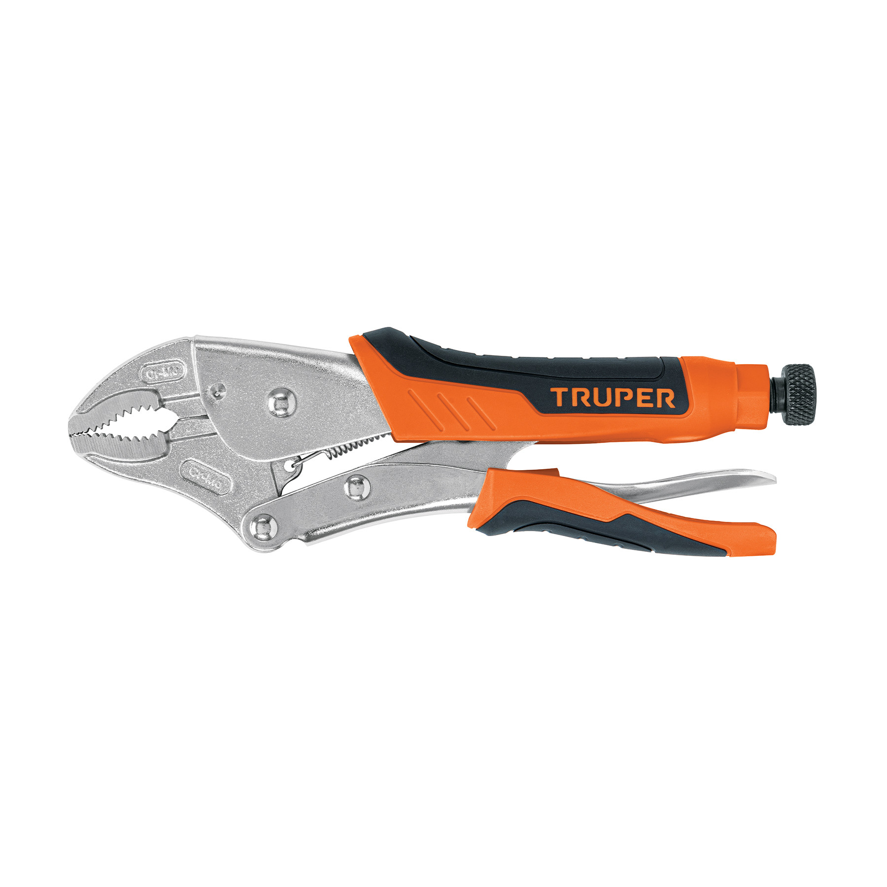 Pinza de presión 10" mordaza curva mango de vinil, TRUPER