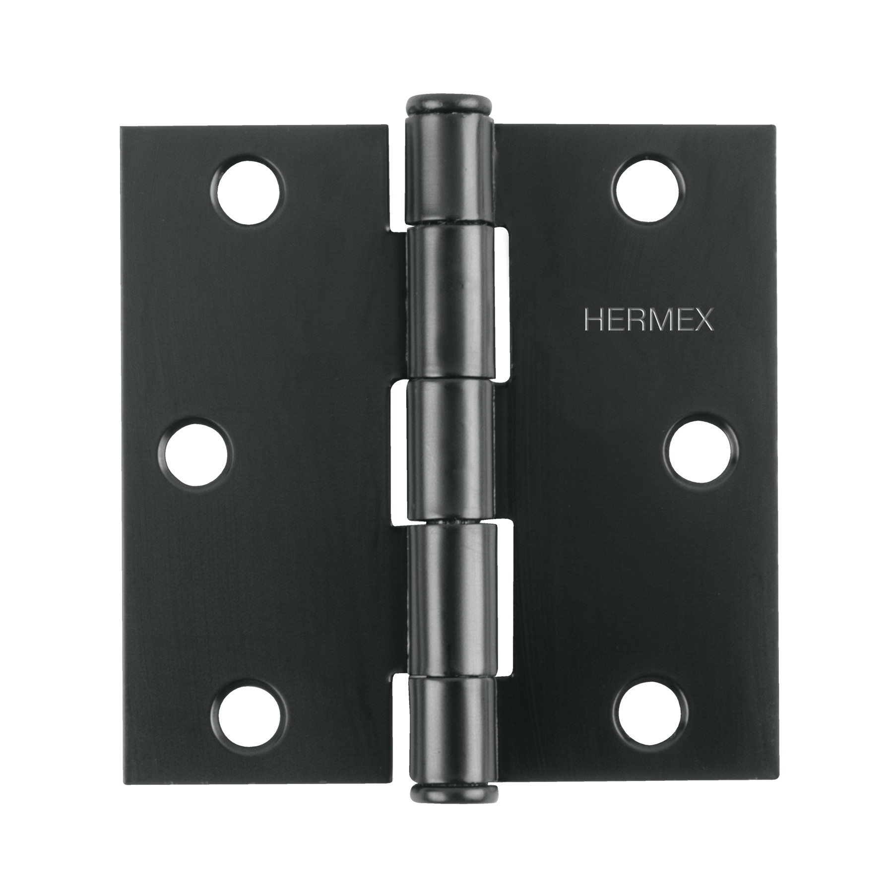 Bisagra cuadrada 3", negro mate, cabeza plana, HERMEX