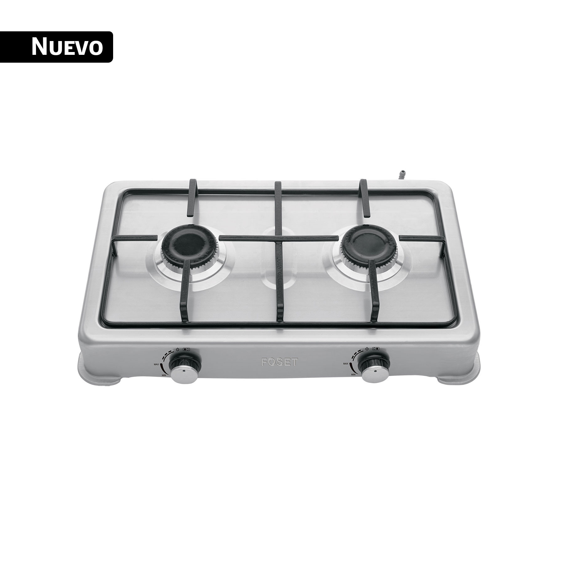 Parrilla de gas de sobreponer,2 quemadores, inox, FOSET AERO