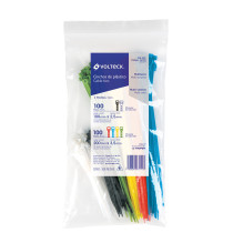 Bolsa con 200 cinchos plásticos en colores surtidos, VOLTECK