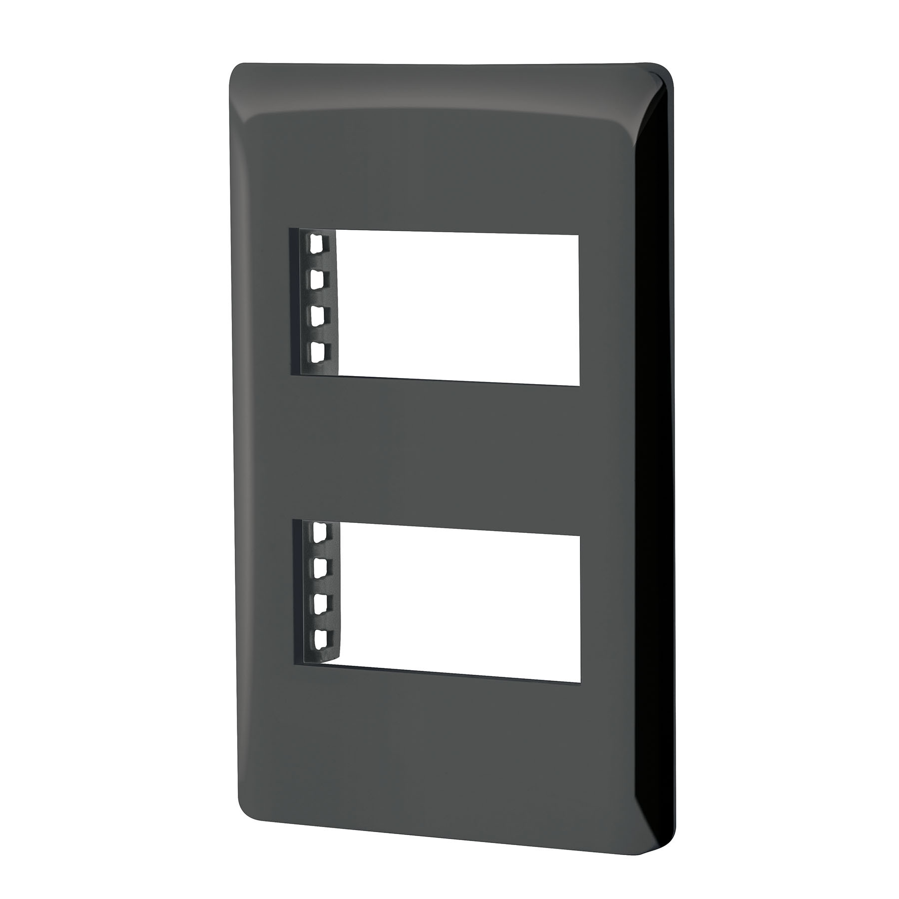 Placa negra de 2 ventanas 1 módulo, línea Lisboa, VOLTECK