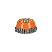 Carda copa 5" alambre trenzado fino, eje 5/8"-11, TRUPER