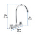 Mezcladora 8" fregadero cromo, cuello curvo,hexagonal, BASIC