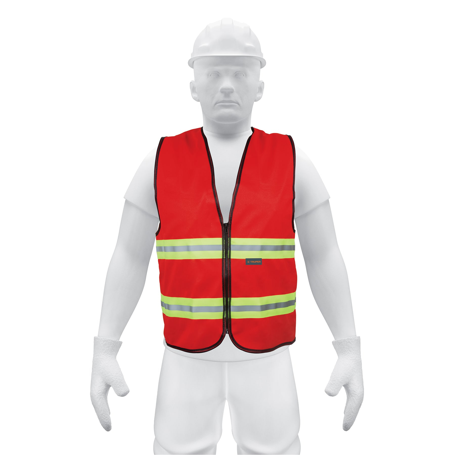 Chaleco de seguridad rojo alta visibilidad con cierre