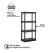 Estante plástico 4 repisas capacidad 45kg, 61x38x125, PRETUL
