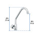 Llave individual fregadero,ABS,cuello corto,hexagonal, BASIC