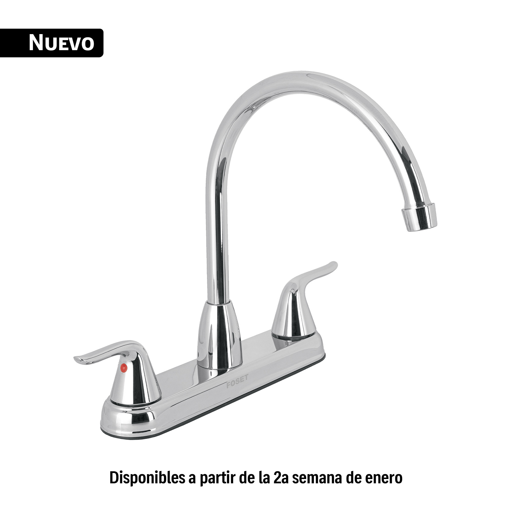 Mezcladora fregadero 8" cromo, c. largo, palanca, FOSET AERO