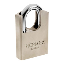 Candado de acero 60 mm con coraza, llave de disco, HERMEX