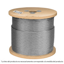 Metro de cable rígido 3/16" de acero 7x7 hilos, 300 m, FIERO