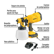 Pistola para pintar, 20V, 1 batería 2Ah, PRETUL
