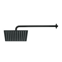 Regadera plato cuadrado 10" con brazo, negro, FOSET RIVIERA