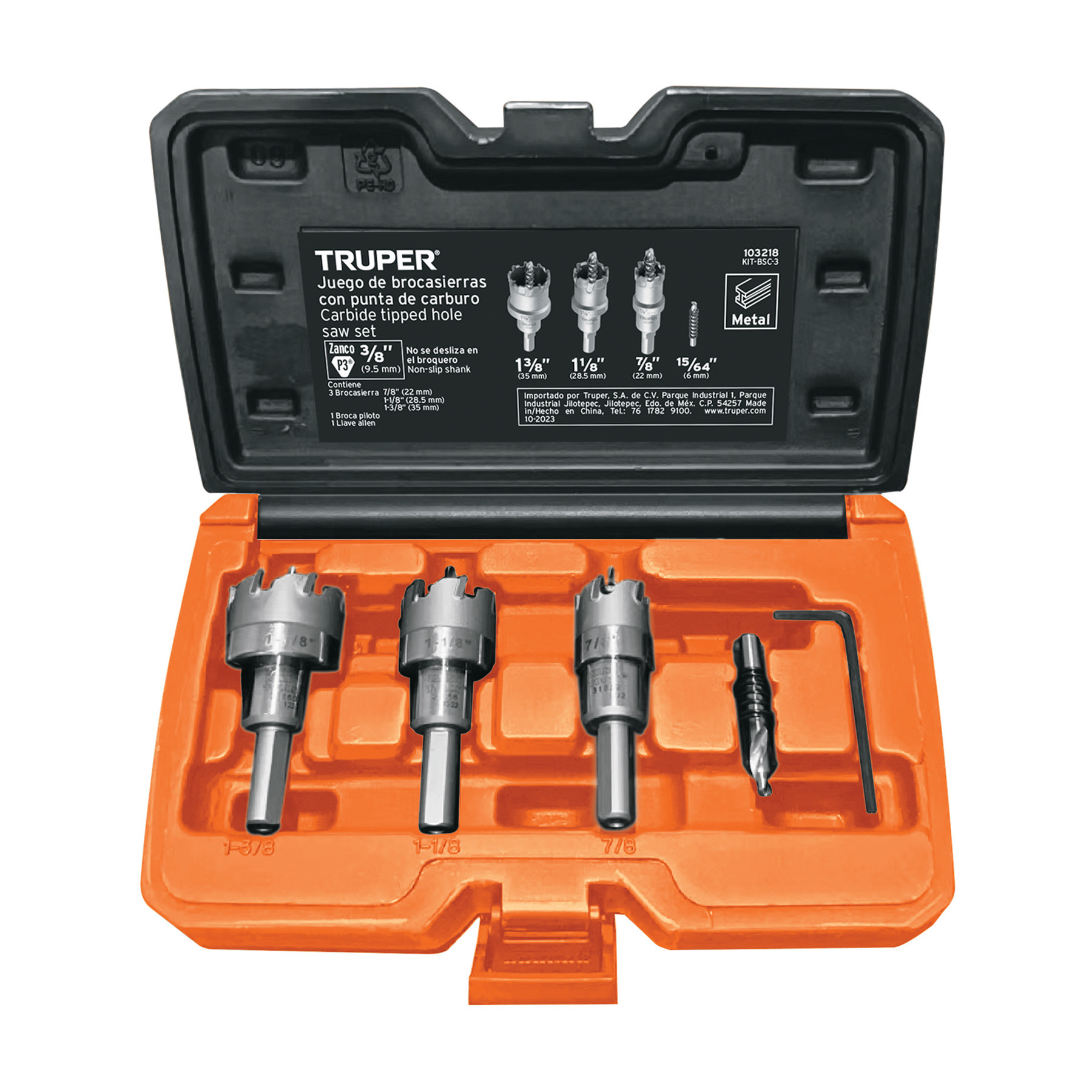 Juego de 3 brocasierras de carburo de tungsteno, TRUPER