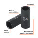 Dado largo impacto de 24 mm, 6 puntas, cuadro 1/2", TRUPER