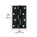 Bisagra rectangular 4 x 2-3/4", acero negro mate, HERMEX
