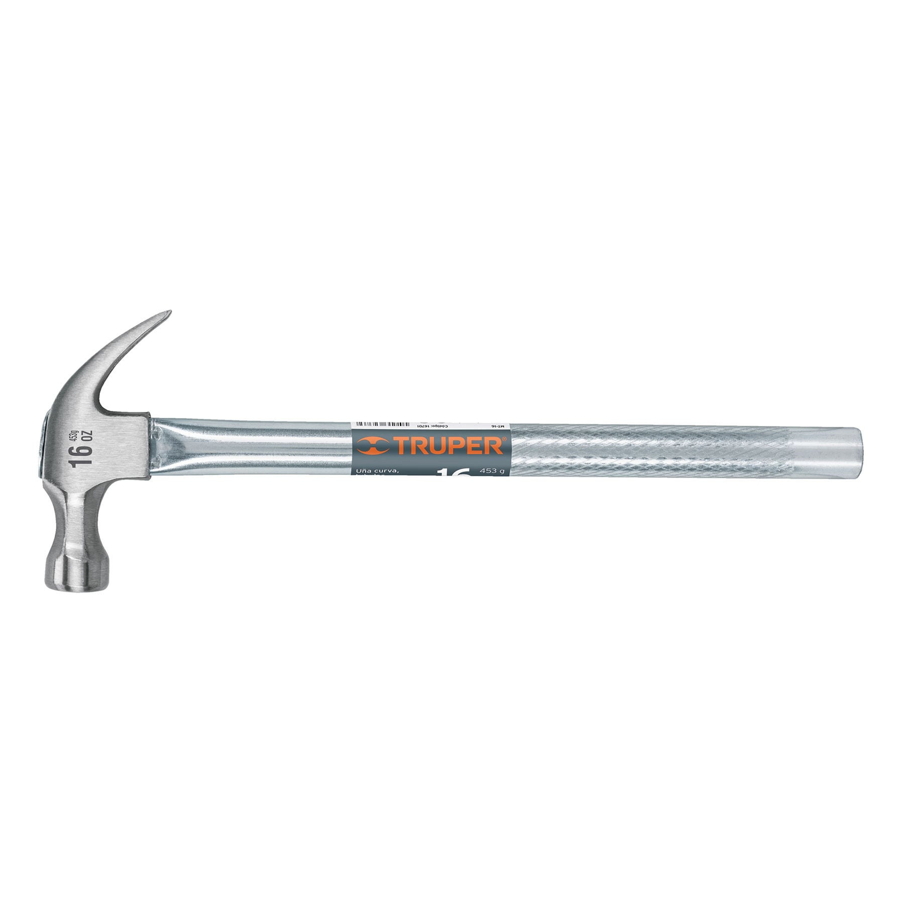 Martillo tubular pulido 16 oz uña curva, TRUPER