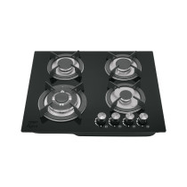 Parrilla gas empotrable 60cm, 4 quem, vidrio negro, RIVIERA
