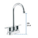 Mezcladora cromo 4" para lavabo cuello tipo bar, ELEMENT