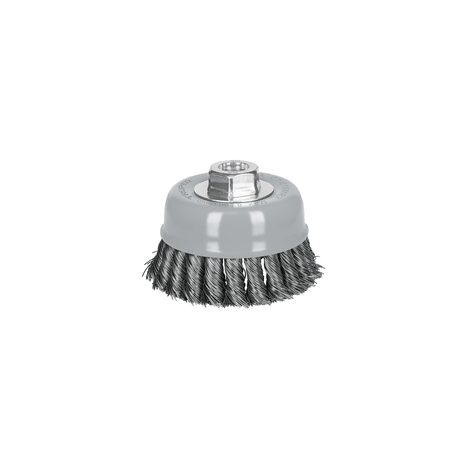 Carda copa 4" alambre trenzado grueso, Multi-rosca, TRUPER