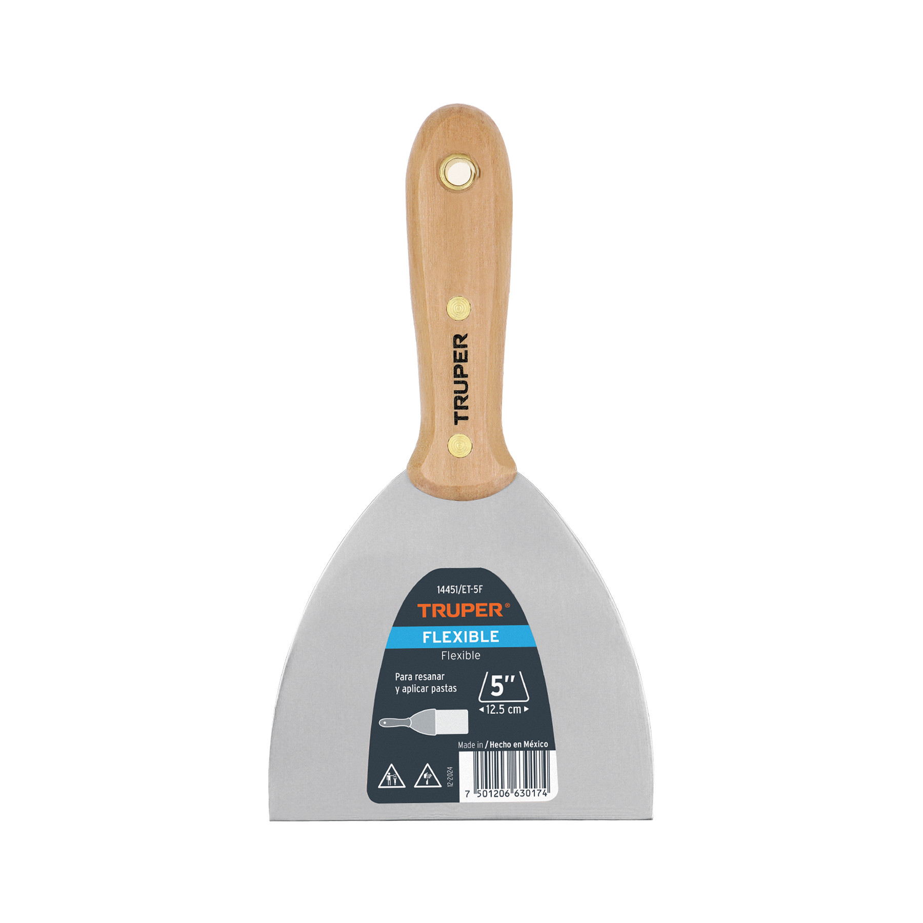 Espátula flexible 5" con mango de madera, TRUPER