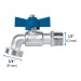Llave esfera de latón 1/2", maneral corto, 130g, s/adaptador