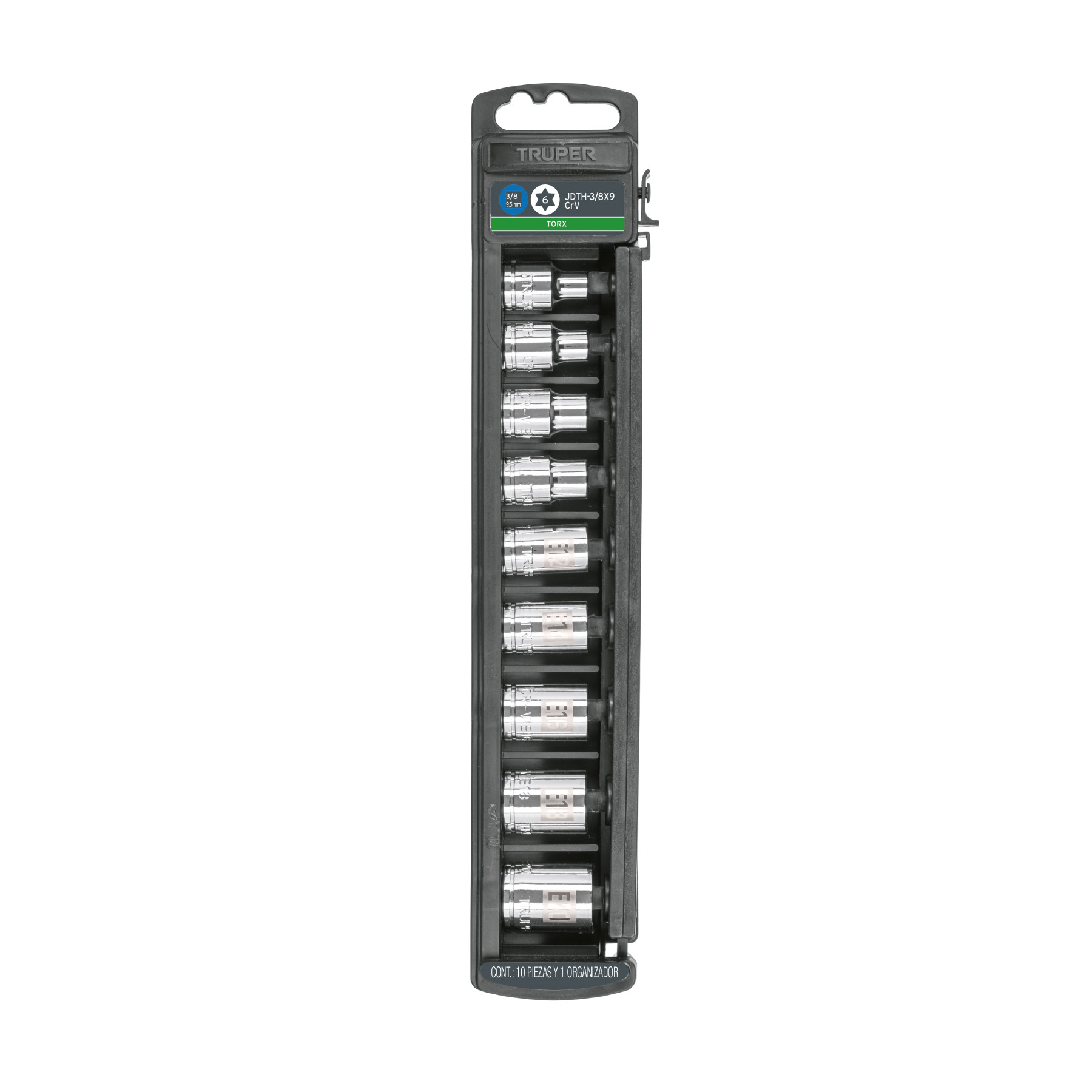 Juego de 9 dados cuadro 3/8" torx, TRUPER