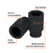 Dado largo de impacto de 1-1/2", 6 puntas, cuadro 3/4"