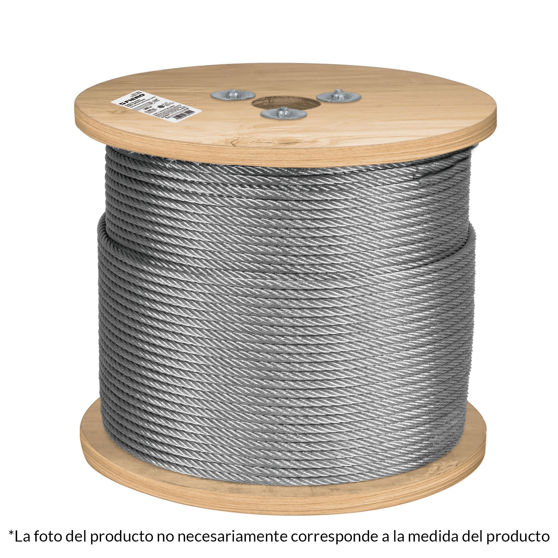 Metro de cable rígido 3/16" de acero 7x7 hilos, 300 m, FIERO