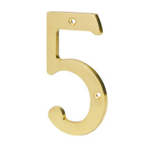 Número 5 de latón sólido 4", latón brillante, HERMEX