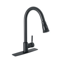 Monomando para fregadero, cuello extraible,negro mate, TÚBIG