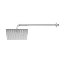 Regadera plato cuadrado 10" con brazo, satín, FOSET RIVIERA